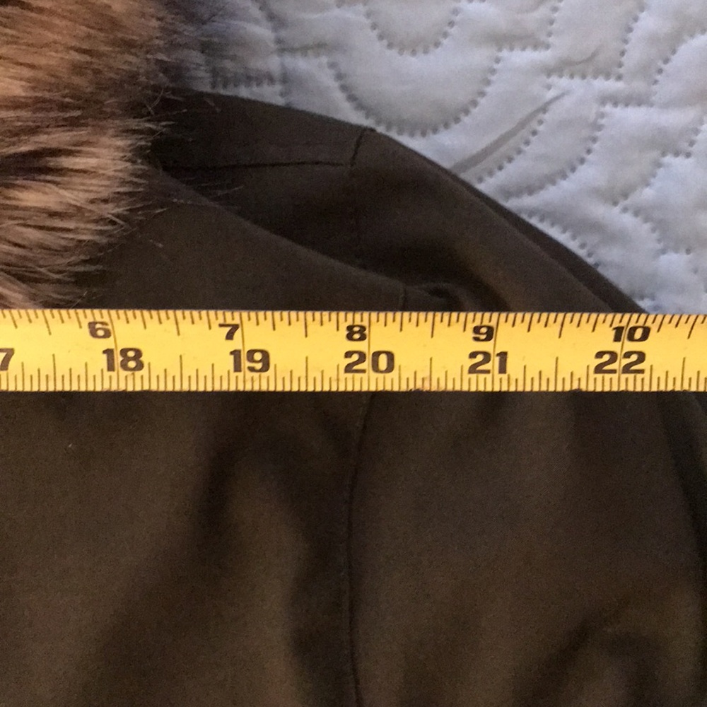 New Michael Kors Green Coat with Faux Fur Trim Hood Size Large Tall L T - Picture 14 of 16